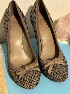 Tory Burch heels with Crystal Studs.